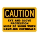 Caution Eye And Glove Protection Must Be Worn When Handling Chemicals